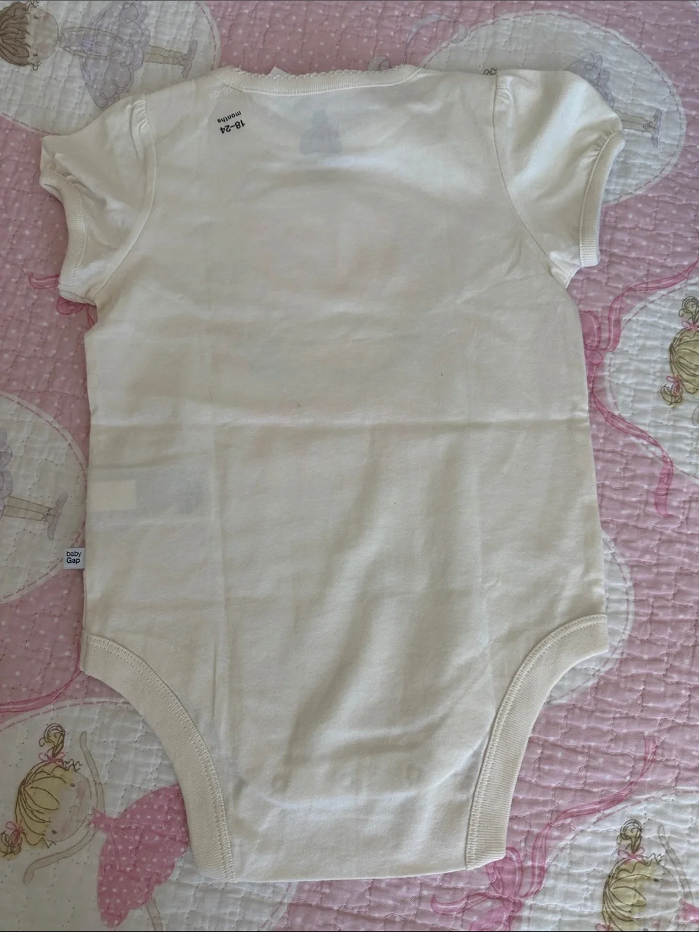 GAP Cream Bodysuit with Bright Pink Floral Accents